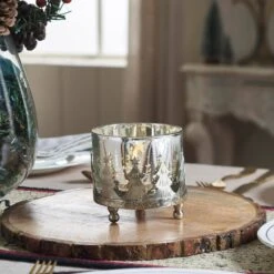 4 Inch Silver Christmas Mercury Glass Candle Holder -Northlight Shop vhc brands christmas candles 90124 c3 1000