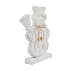 13 In. Distressed White Wooden Christmas Snowman