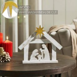 8.5 In. Distressed White Wooden Christmas Nativity Scene 7 8.5 In. Distressed White Wooden Christmas Nativity Scene -Northlight Shop vhc brands christmas figurines 90104 1f 1000
