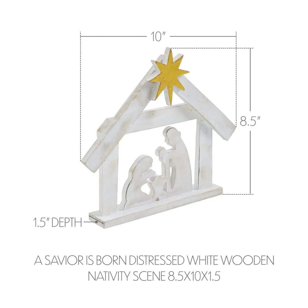 8.5 In. Distressed White Wooden Christmas Nativity Scene 3 8.5 In. Distressed White Wooden Christmas Nativity Scene - Image 3