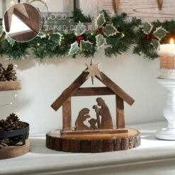 8.5 In. Dark Wooden Christmas Nativity Scene -Northlight Shop vhc brands christmas figurines 90105 1f 1000