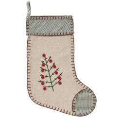 15 In. Tidings Light Khaki Tan Traditional Christmas Decor Stocking