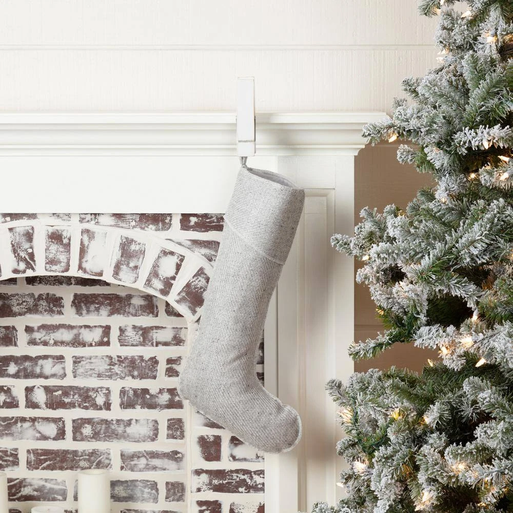 20 In. Viscose/Wool Blend Tinsley Nickel Grey Farmhouse Christmas Decor Stocking 2 20 In. Viscose/Wool Blend Tinsley Nickel Grey Farmhouse Christmas Decor Stocking - Image 2