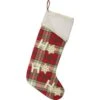 20 In. Cotton/Felt HO Holiday Cherry Red Farmhouse Christmas Decor Stocking -Northlight Shop vhc brands christmas stockings 31967 64 1000