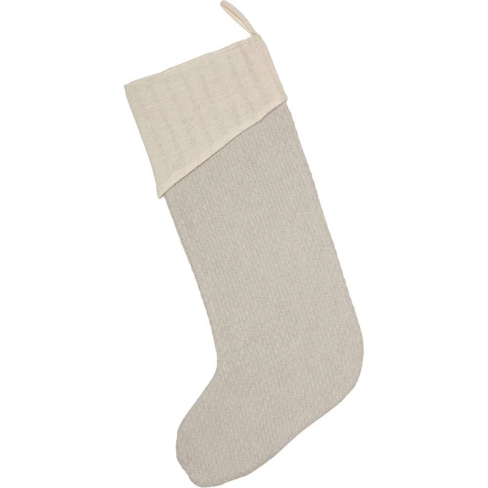 20 In. Cotton/Metallic Thread Ingrid Ash Grey Farmhouse Christmas Decor Stocking 2 20 In. Cotton/Metallic Thread Ingrid Ash Grey Farmhouse Christmas Decor Stocking - Image 2