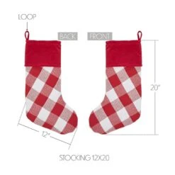 20 In. Annie Red Check Farmhouse Christmas Stocking -Northlight Shop vhc brands christmas stockings 84087 4f 1000