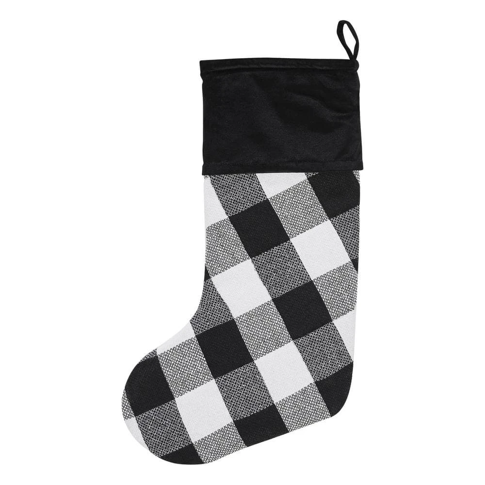 20 In. Annie Black Check Farmhouse Christmas Stocking 1 20 In. Annie Black Check Farmhouse Christmas Stocking