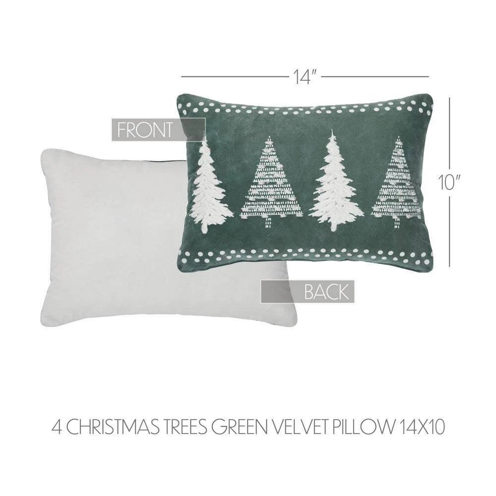 10 In. X 14 In. Green Christmas Trees Green Velvet Decorative Throw Pillow 4 10 In. X 14 In. Green Christmas Trees Green Velvet Decorative Throw Pillow - Image 4