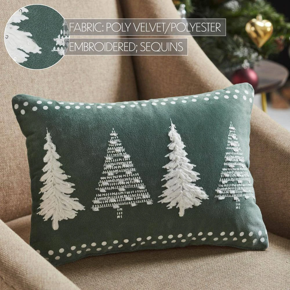 10 In. X 14 In. Green Christmas Trees Green Velvet Decorative Throw Pillow 5 10 In. X 14 In. Green Christmas Trees Green Velvet Decorative Throw Pillow - Image 5