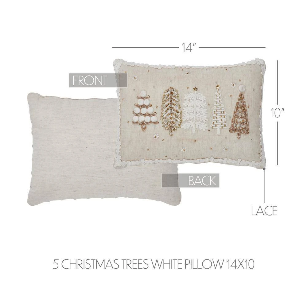 10 In. X 14 In. Creme Embellished Christmas Trees Decorative Throw Pillow 4 10 In. X 14 In. Creme Embellished Christmas Trees Decorative Throw Pillow - Image 4