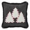 12 In. X 12 In. Soft Black, Light Creme, Candy Cane Red 3-Trees Woven Decorative Christmas Throw Pillow -Northlight Shop vhc brands christmas textiles 85506 64 1000