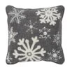12 In. X 12 In. Grey Snowflakes Woolen Felt Christmas Winter Throw Pillow -Northlight Shop vhc brands christmas textiles 85507 64 1000