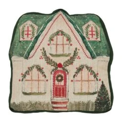 14x14 Christmas Cottage Pillow With Beads