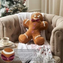18x12 Mr. Gingerbread Appliqued Pillow -Northlight Shop vhc brands christmas textiles 89886 1f 1000