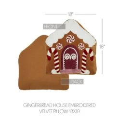 18x18 Gingerbread House Embroidered Velvet Pillow -Northlight Shop vhc brands christmas textiles 89887 4f 1000