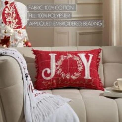 14x20 Joy To The World Fringed Pillow -Northlight Shop vhc brands christmas textiles 89893 1f 1000