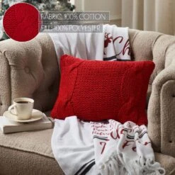 12x16 Cable Knit Sweater Pillow Red -Northlight Shop vhc brands christmas textiles 89898 1f 1000