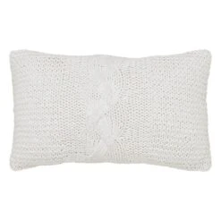 12x20 Cable Knit Sweater Pillow White