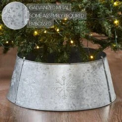 Seasons Crest 20 In. Galvanized Silver Snowflake Metal Christmas Tree Collar -Northlight Shop vhc brands christmas tree collars 85442 fa 1000