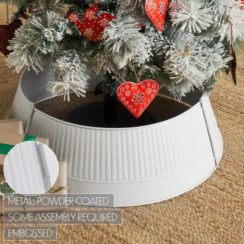 Ribbed 24 In. D White Metal Tree Collar 4 Ribbed 24 In. D White Metal Tree Collar - Image 4