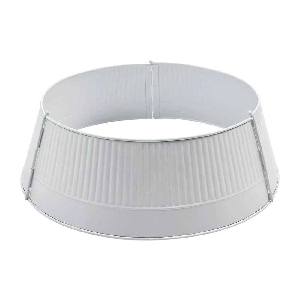 Ribbed 24 In. D White Metal Tree Collar 1 Ribbed 24 In. D White Metal Tree Collar