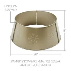 Stamped Snowflake 20 In. D Metal Antique Gold Tree Collar -Northlight Shop vhc brands christmas tree collars 90058 4f 1000