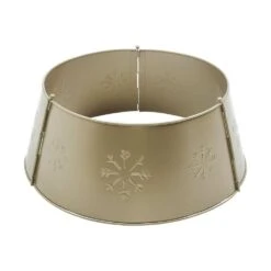 Stamped Snowflake 20 In. D Metal Antique Gold Tree Collar