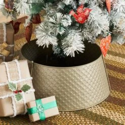 Lattice 20 In. D Antique Gold Metal Tree Collar 5 Lattice 20 In. D Antique Gold Metal Tree Collar -Northlight Shop vhc brands christmas tree collars 90064 c3 1000