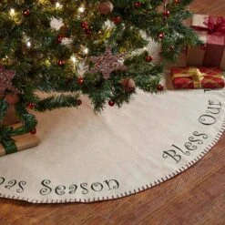 48 In. Cotton Tidings Light Khaki Tan Traditional Christmas Decor Tree Skirt 5 48 In. Cotton Tidings Light Khaki Tan Traditional Christmas Decor Tree Skirt -Northlight Shop vhc brands christmas tree skirts 21536 31 1000