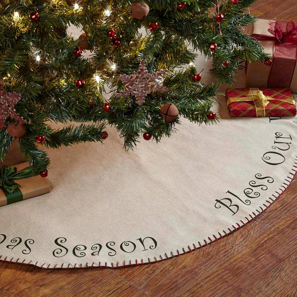 48 In. Cotton Tidings Light Khaki Tan Traditional Christmas Decor Tree Skirt 3 48 In. Cotton Tidings Light Khaki Tan Traditional Christmas Decor Tree Skirt - Image 3