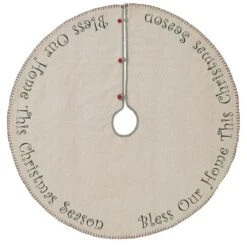 48 In. Cotton Tidings Light Khaki Tan Traditional Christmas Decor Tree Skirt