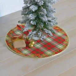 21 In. HO Holiday Cherry Red Farmhouse Christmas Decor Mini Tree Skirt -Northlight Shop vhc brands christmas tree skirts 31968 31 1000
