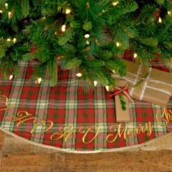 55 In. Holiday Cherry Red Farmhouse Christmas Decor Tree Skirt 7 55 In. Holiday Cherry Red Farmhouse Christmas Decor Tree Skirt -Northlight Shop vhc brands christmas tree skirts 31970 31 1000
