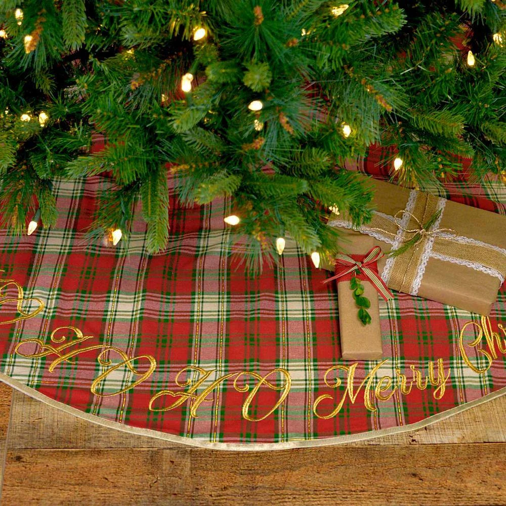 55 In. Holiday Cherry Red Farmhouse Christmas Decor Tree Skirt 4 55 In. Holiday Cherry Red Farmhouse Christmas Decor Tree Skirt - Image 4