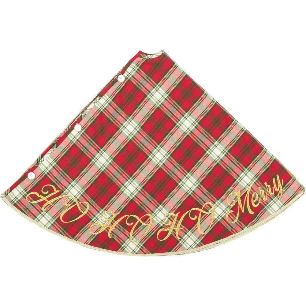55 In. Holiday Cherry Red Farmhouse Christmas Decor Tree Skirt 3 55 In. Holiday Cherry Red Farmhouse Christmas Decor Tree Skirt - Image 3