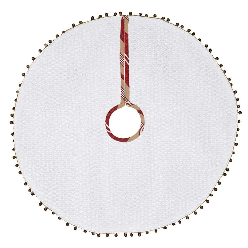 21 In. Vintage Stripe Candy Apple Red Farmhouse Christmas Decor Mini Tree Skirt 2 21 In. Vintage Stripe Candy Apple Red Farmhouse Christmas Decor Mini Tree Skirt - Image 2