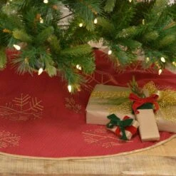 48 In. Revelry Brick Red Traditional Christmas Decor Tree Skirt -Northlight Shop vhc brands christmas tree skirts 31995 31 1000