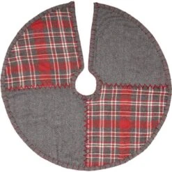 21 In. Anderson Cherry Red Rustic Christmas Decor Patchwork Mini Tree Skirt