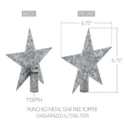 6.75 Inch Galvanized Christmas Tree Topper-Punched Metal Star Design -Northlight Shop vhc brands christmas tree toppers 90054 4f 1000