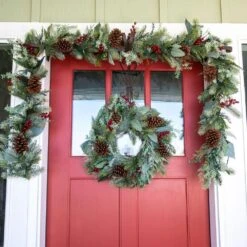 24 In. Artificial Winter Frost Wreath -Northlight Shop village lighting company christmas wreaths v 20678 4f 1000