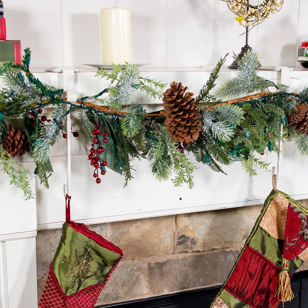 White Mantle Garland And Stocking Holder 9 White Mantle Garland And Stocking Holder - Image 9