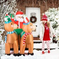 7 Ft. X 4 Ft. Outdoor Christmas Decor Santa On Green Sleigh Inflatable With LED Lights 9 7 Ft. X 4 Ft. Outdoor Christmas Decor Santa On Green Sleigh Inflatable With LED Lights -Northlight Shop vivohome christmas inflatables vh387 new 1f 1000