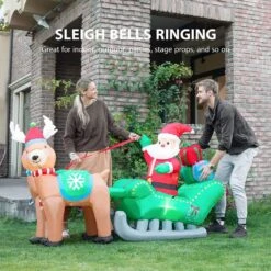 7 Ft. X 4 Ft. Outdoor Christmas Decor Santa On Green Sleigh Inflatable With LED Lights 8 7 Ft. X 4 Ft. Outdoor Christmas Decor Santa On Green Sleigh Inflatable With LED Lights -Northlight Shop vivohome christmas inflatables vh387 new 4f 1000