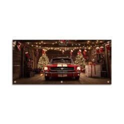 Santa's Reindeer Barn Without Santa Holiday Garage Door Decor Mural For Single Car Garage