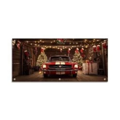 Huge Santa's Reindeer Barn Christmas Garage Door Decor Mural For Double Car Garage