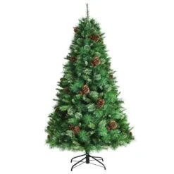 7 Ft. Pre-Lit LED Classical Artificial Christmas Tree With 500 LED Lights And Pine Cones And Red Berries -Northlight Shop wellfor pre lit christmas trees cm hfy 23529us 1f 1000