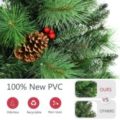 7 Ft. Pre-Lit LED Classical Artificial Christmas Tree With 500 LED Lights And Pine Cones And Red Berries -Northlight Shop wellfor pre lit christmas trees cm hfy 23529us 4f 1000
