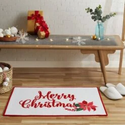 Merry Christmas White/Red 2 Ft. X 3 Ft. Poinsettias Polyester Rectangle Indoor Scatter Rug 9 Merry Christmas White/Red 2 Ft. X 3 Ft. Poinsettias Polyester Rectangle Indoor Scatter Rug -Northlight Shop white red vcny home christmas doormats myx srg 2030 in whred 31 1000