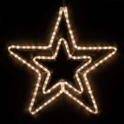 22 In. 124-Light LED Warm White 5 Point Hanging Double Star