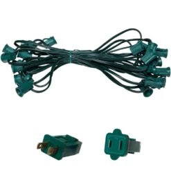 25 Ft. C7/E12 Green Wire Socket Stringer With 6 In. Spacing